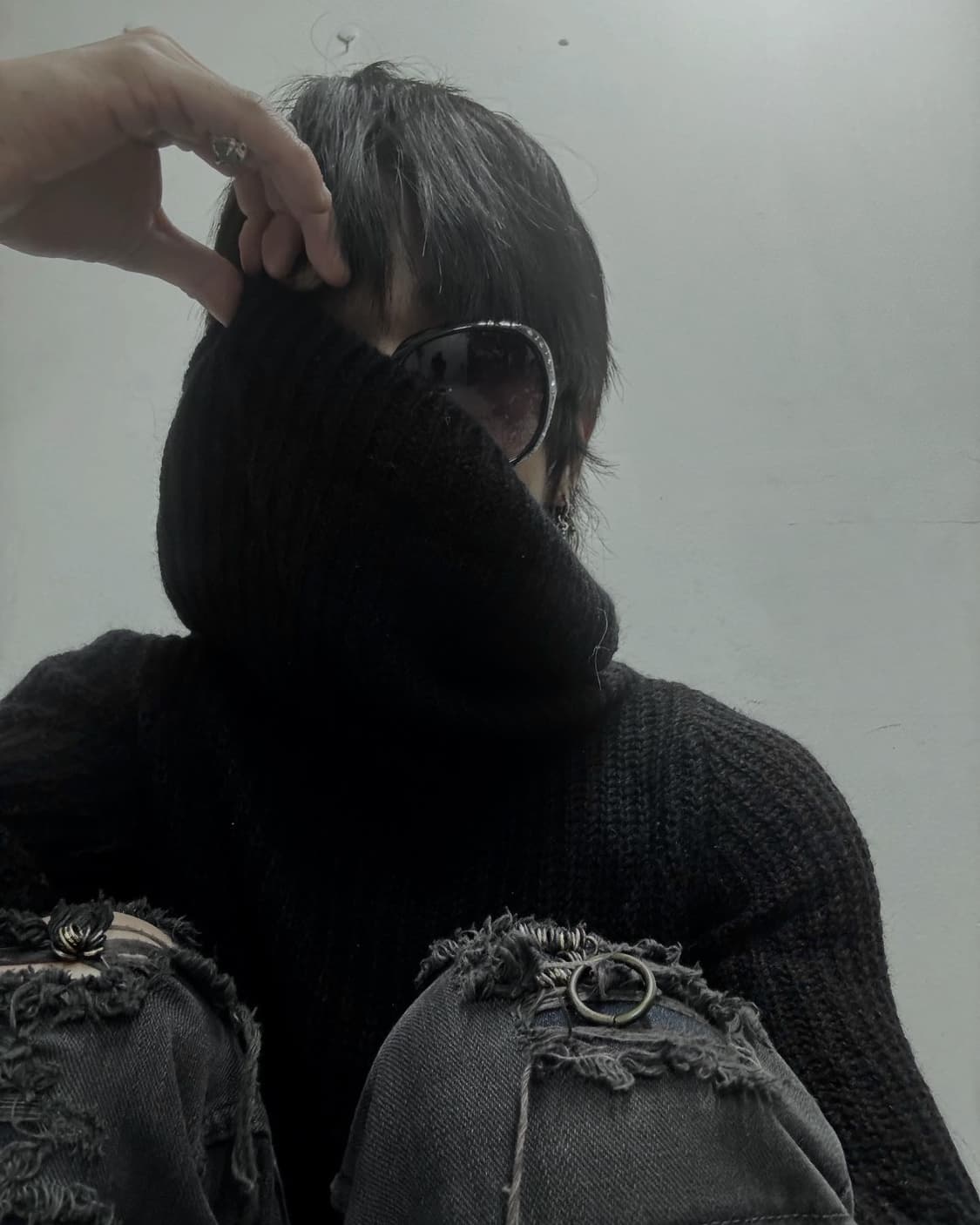 High Neck Layered Knit Sleeve 상품이미지1