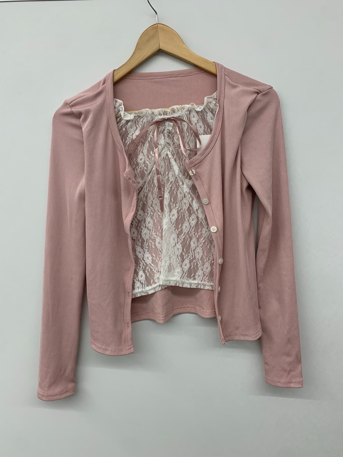 레이스 레이어드 리본 가디건 상품이미지5