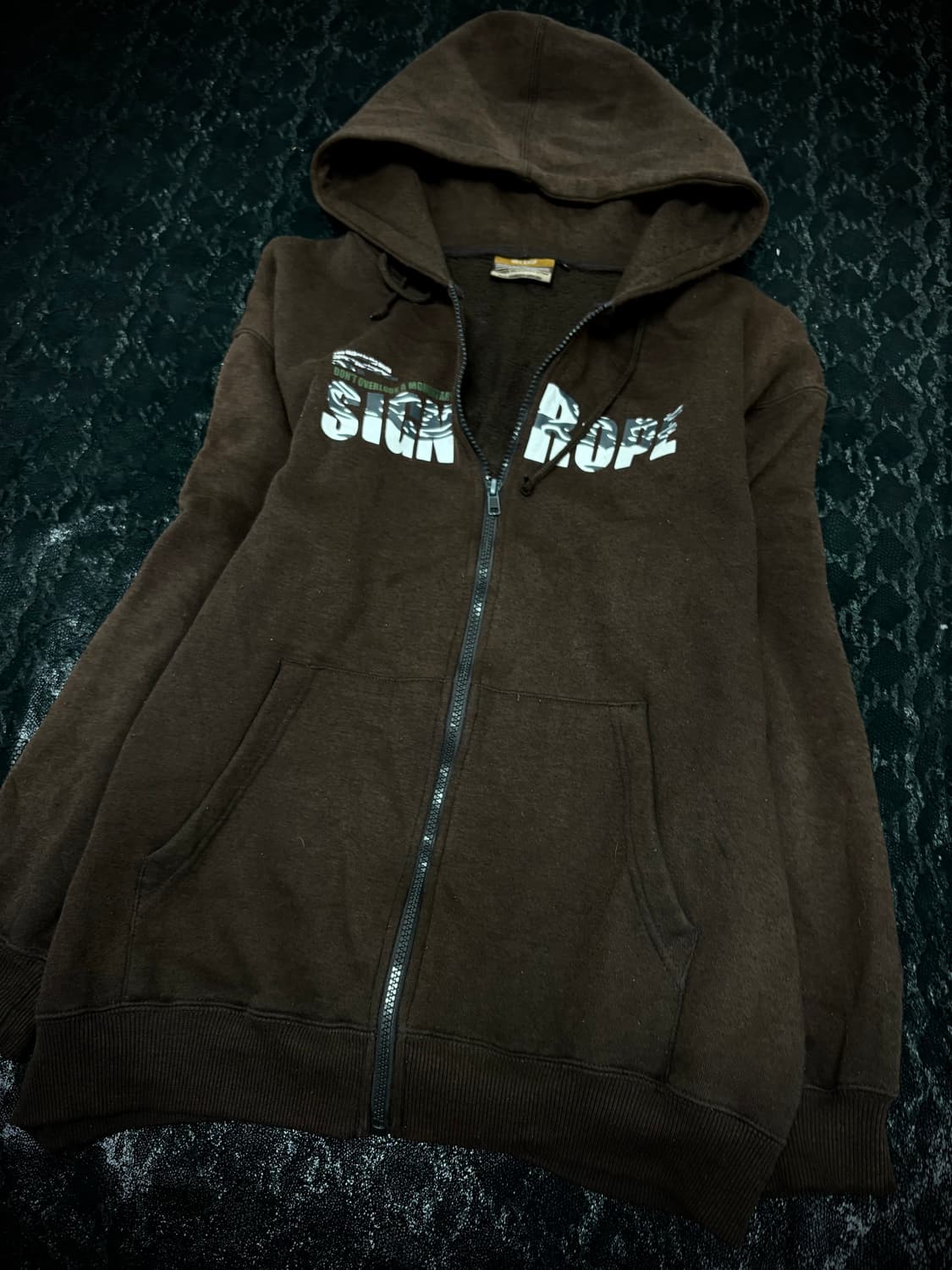 “Vintage” Y2K Print Brown Hoodie zip Up 상품이미지7
