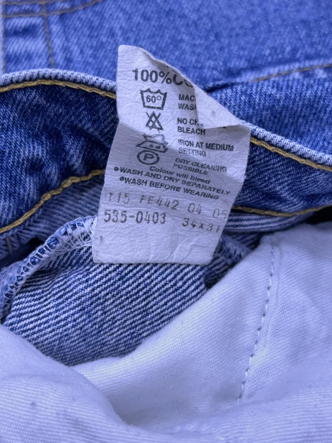 리바이스 535 스트레이트핏 00's 스톤워싱 데님팬츠 34 상품이미지9