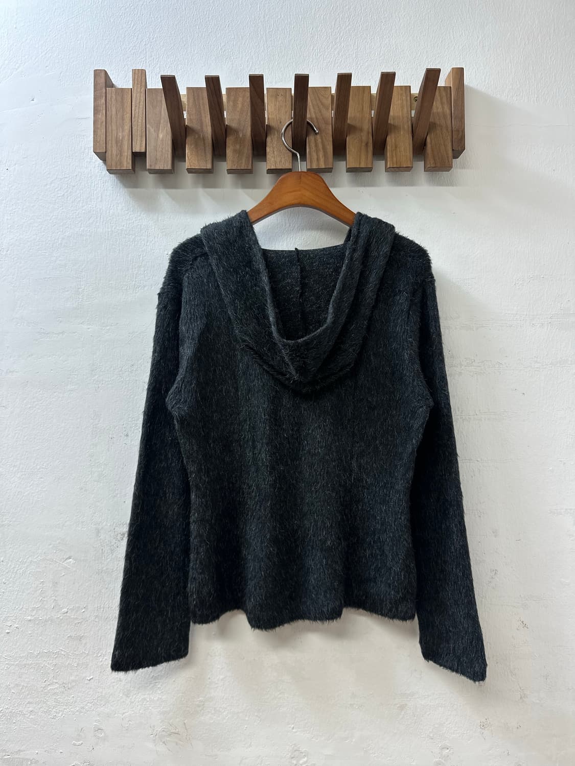 일본빈티지 St. Elmo 차콜 그레이 앙고라 터치 후드 집업 가디건 상품이미지4