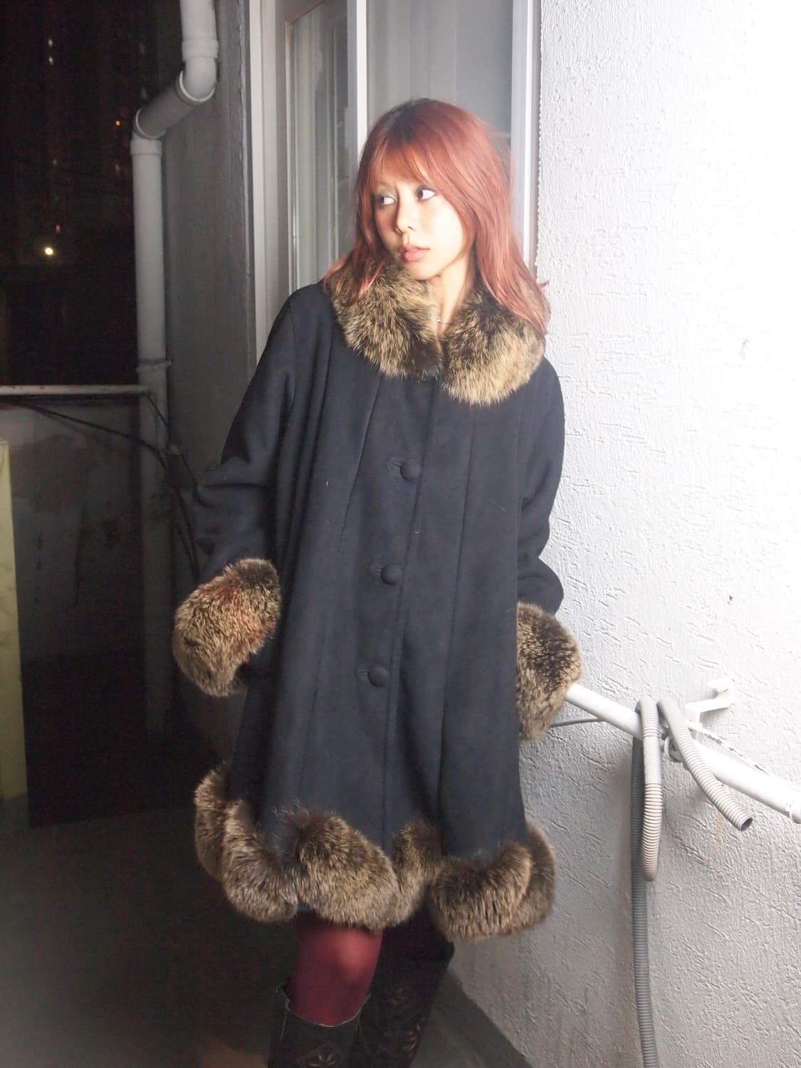 빈티지 퍼 트리밍 코트 상품이미지1