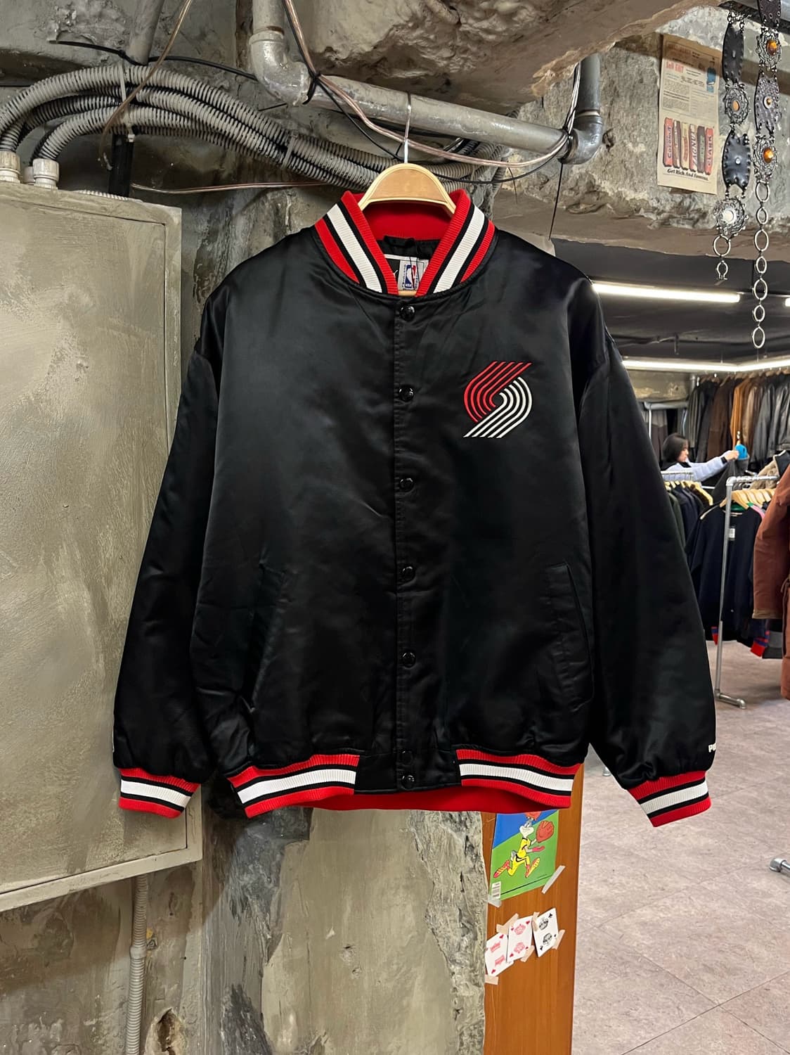 퓨마 NBA 포틀랜드 새틴 바시티 자켓 블랙 L #csz2303 상품이미지1