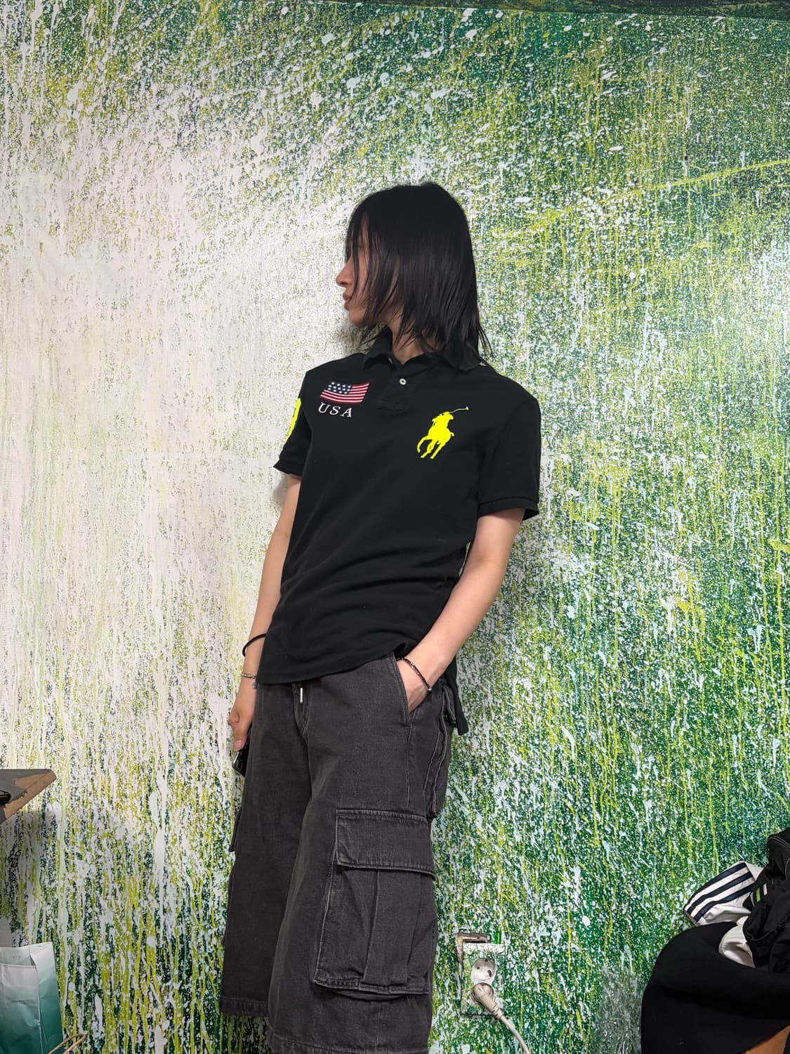 폴로 빅포니 치프키프 USA 블랙 형광 반팔 카라 티셔츠 S 상품이미지2