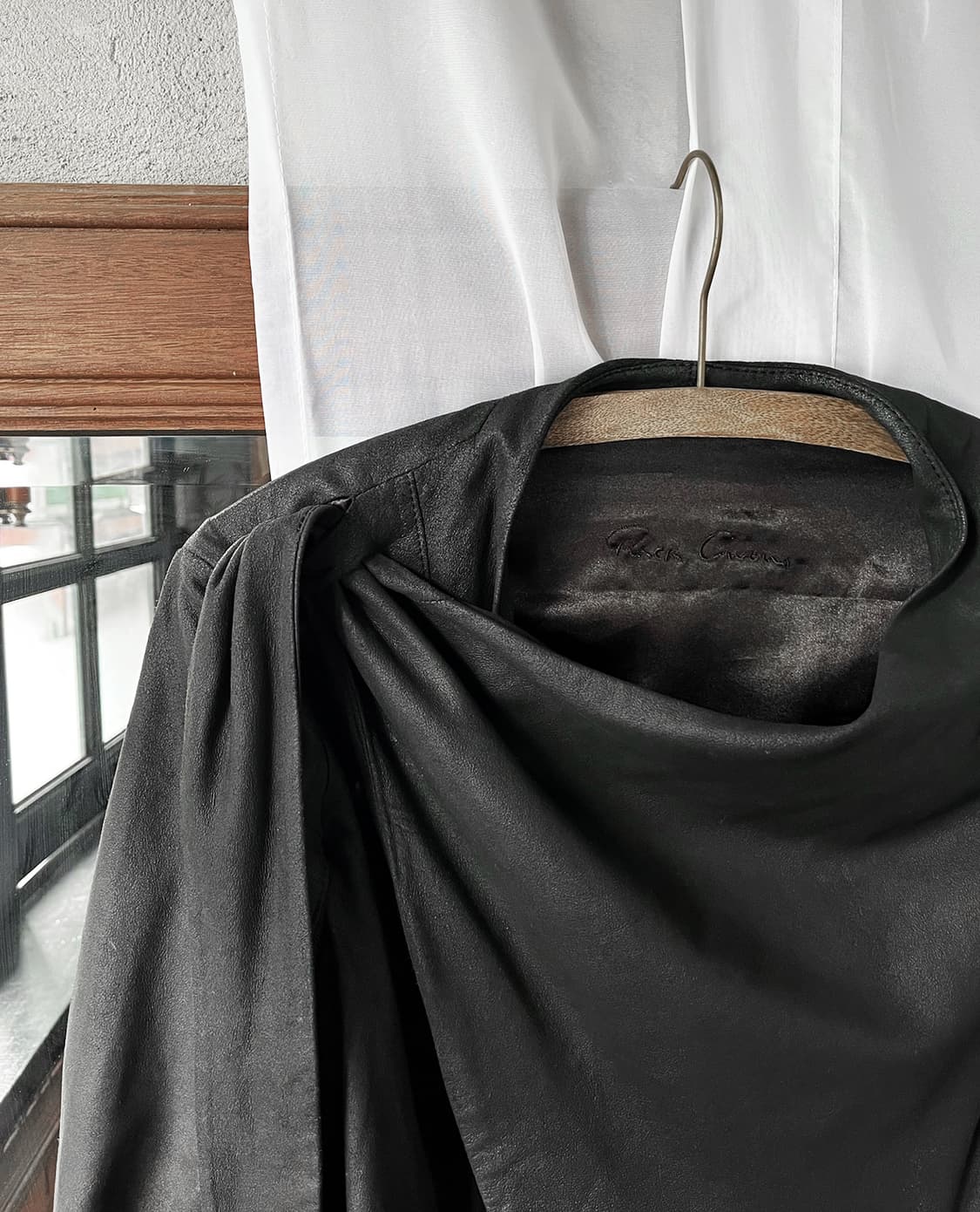 RICK OWENS leather wrap jacket black 상품이미지5