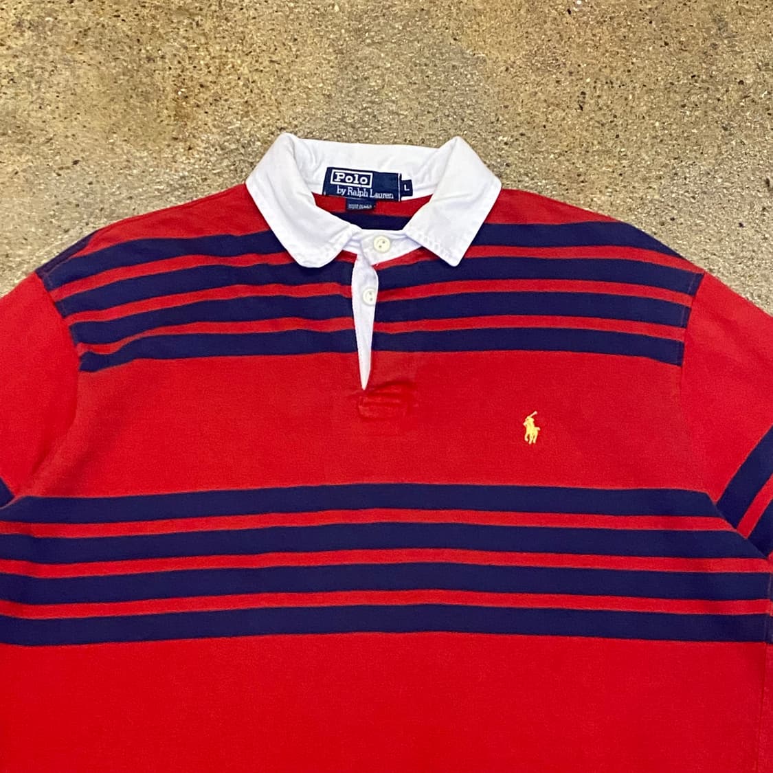 90s Made in USA 미국 빈티지 폴로랄프로렌 스트라이프 럭비티 상품이미지3