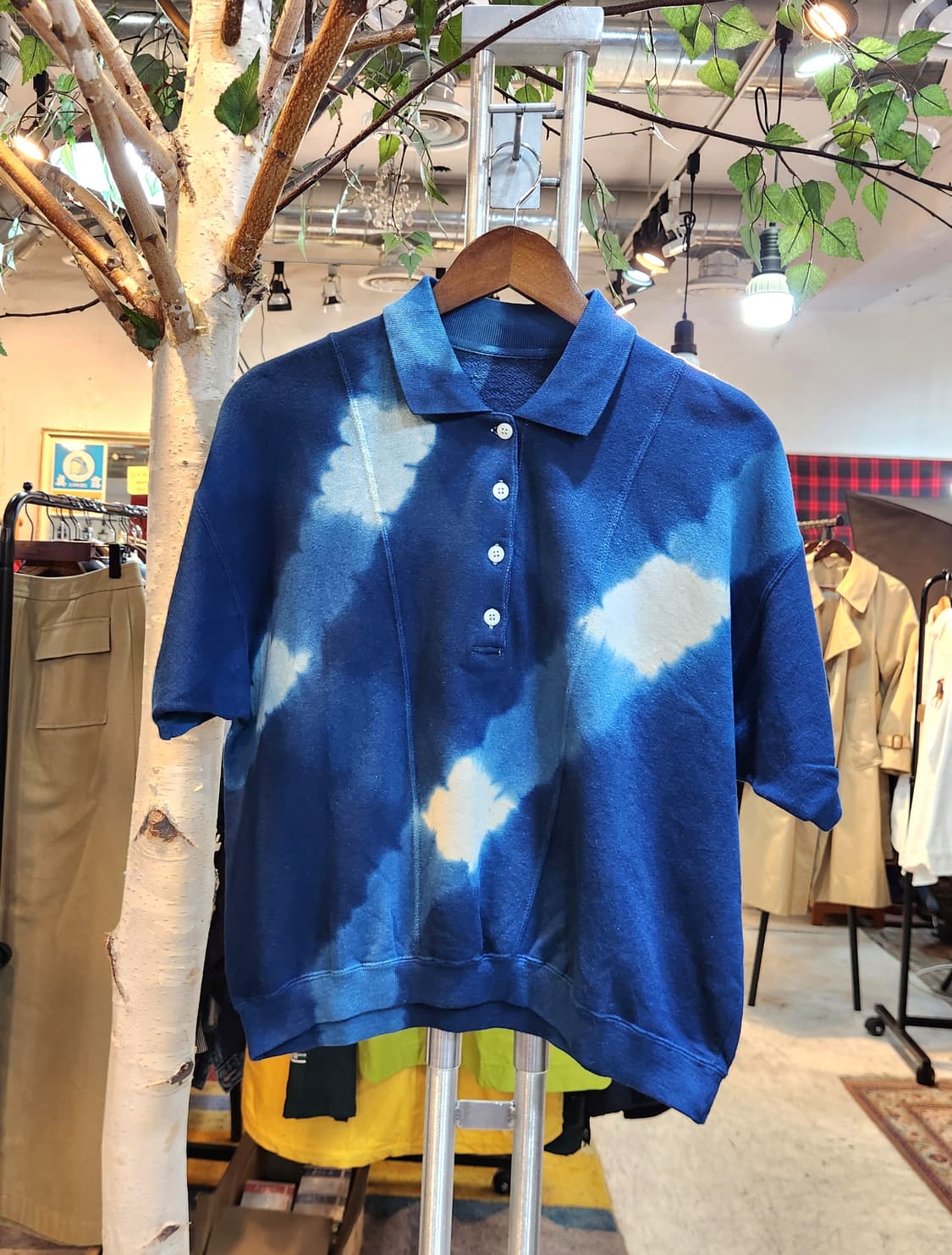 인디고  워싱 코튼 카라 반팔 상품이미지1