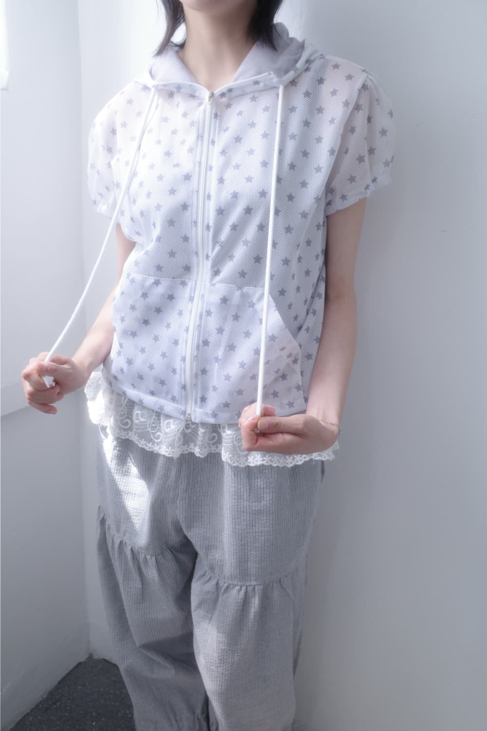 star mesh hood zip-up 새상품 상품이미지7