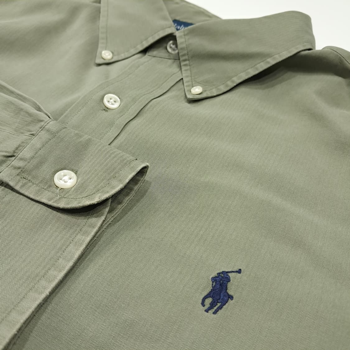 CL847 2XL 폴로 90s 실크코튼 올리브그린 박스핏 셔츠 남방 상품이미지4