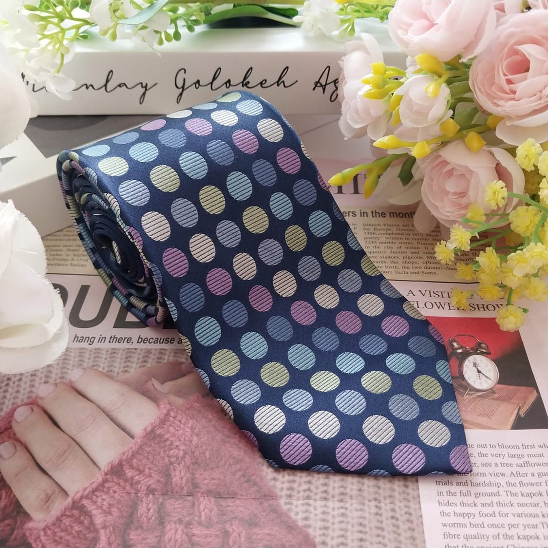 마이클코어스 블루 도트 패턴 넥타이 8.4cm 새상품 K2420 상품이미지3