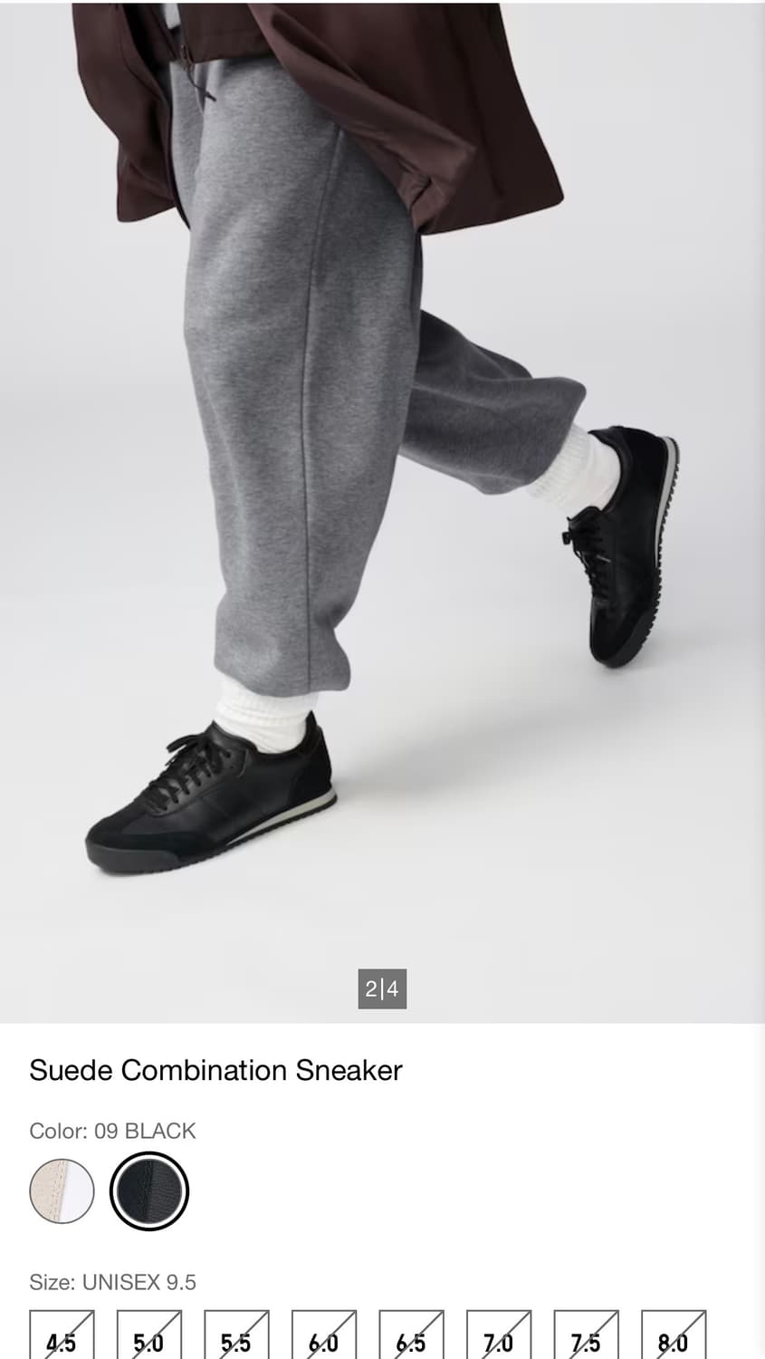 유니클로 C스웨이드 콤비 스니커즈 블랙 상품이미지3