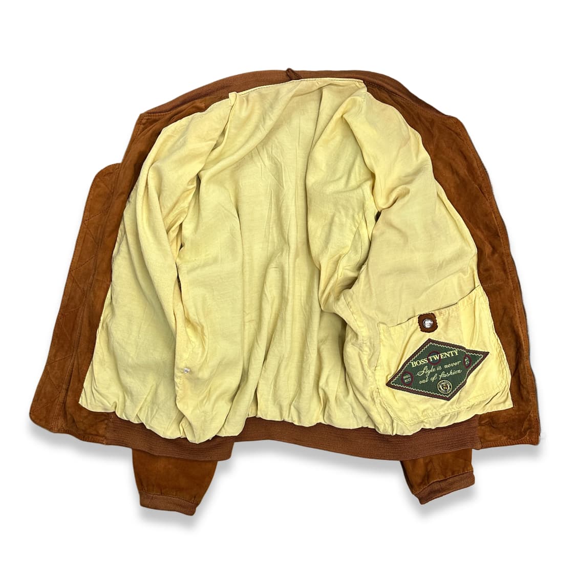 80s HUGO BOSS 스웨이드 봄버 자켓 XL 상품이미지3