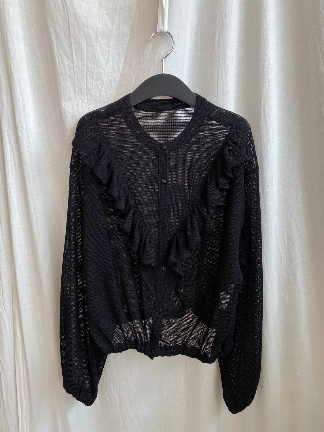 블랙 프릴 그물 가디건(M-L) 상품이미지2