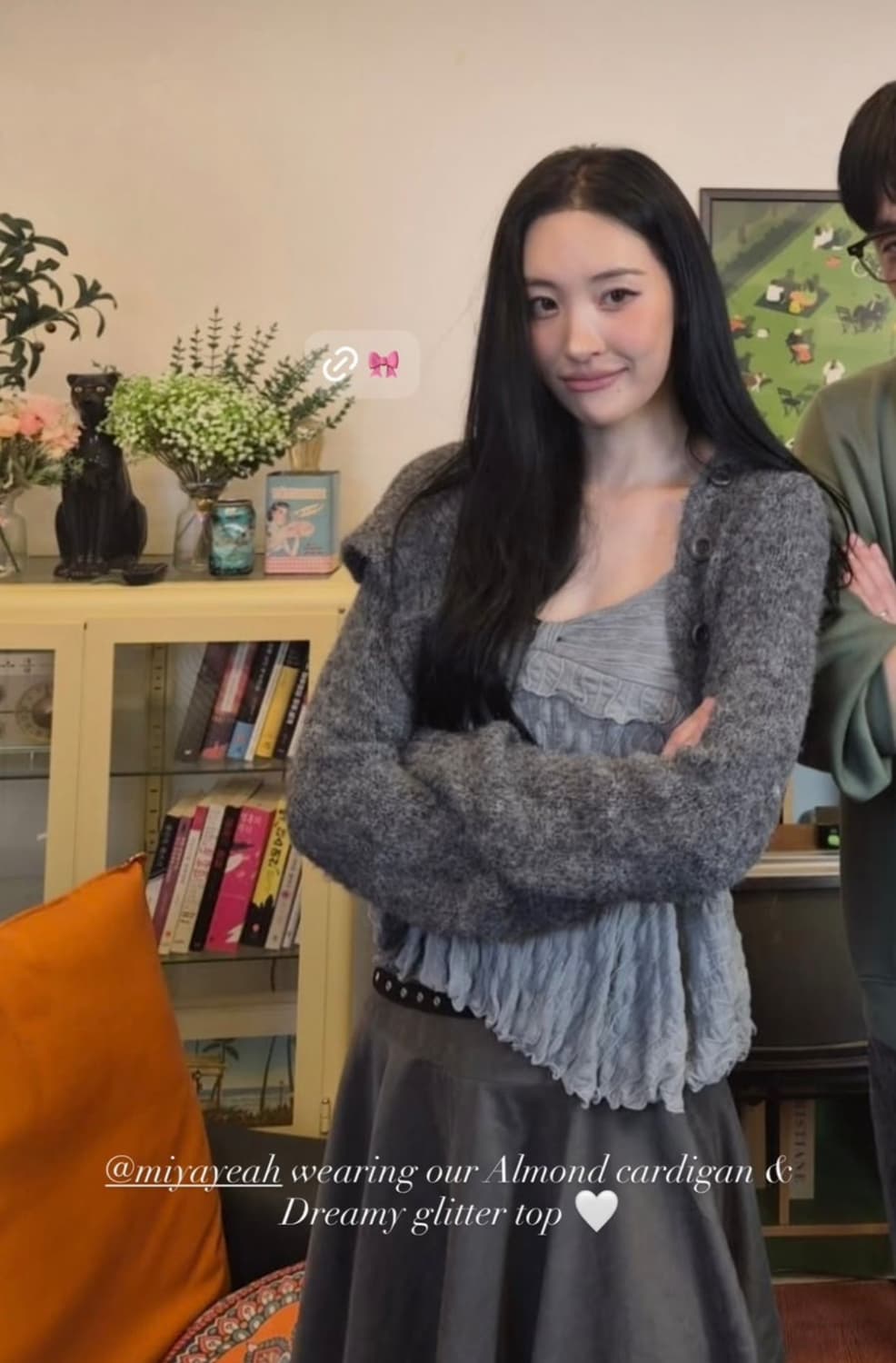 쓰리타임즈 아몬드 almond 가디건 차콜 상품이미지2