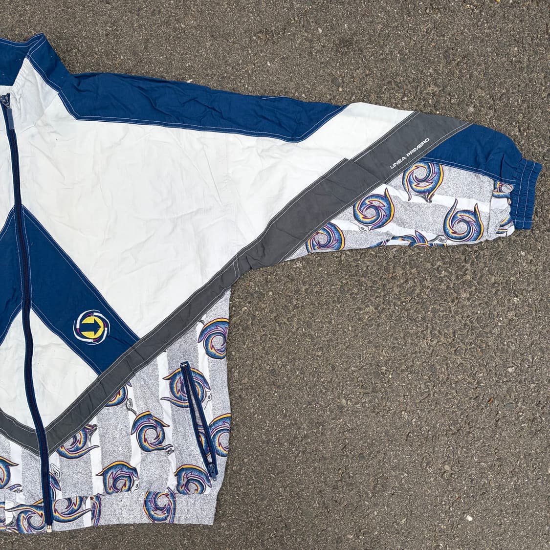 90s JPN 화이트 밀리터리 올드스쿨 바람막이 트랙자켓 XXL 상품이미지5