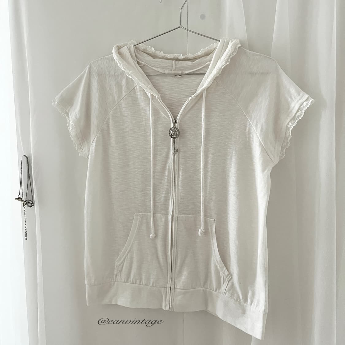 white lace half hood zip-up 상품이미지4