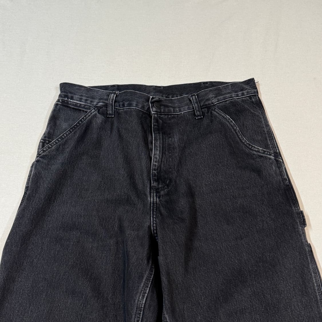 34inch) 칼하트 WIP 싱글니 블랙 카펜터 덕 캔버스 워크팬츠 상품이미지5