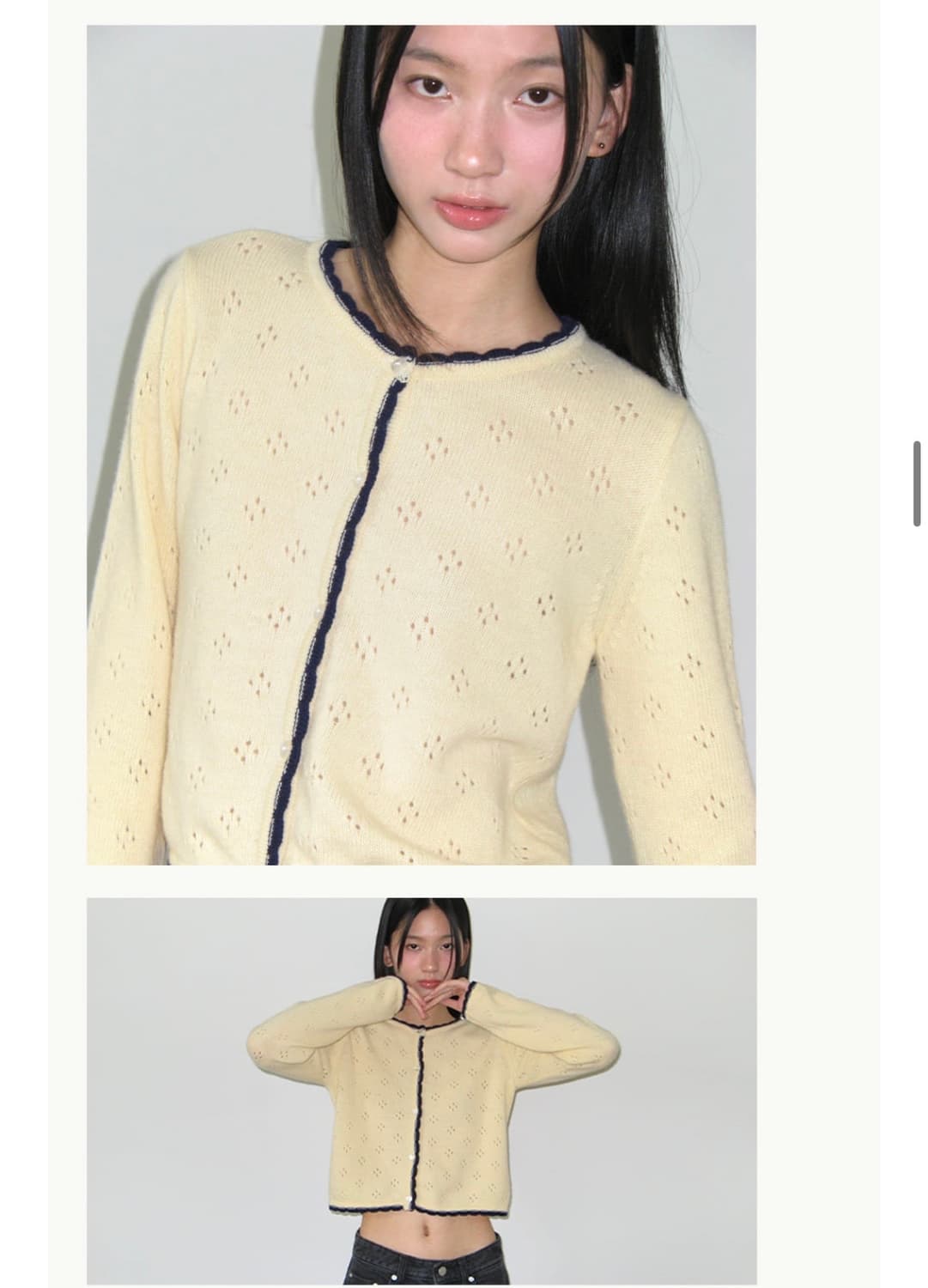 론론 하트 버튼 가디건 상품이미지1