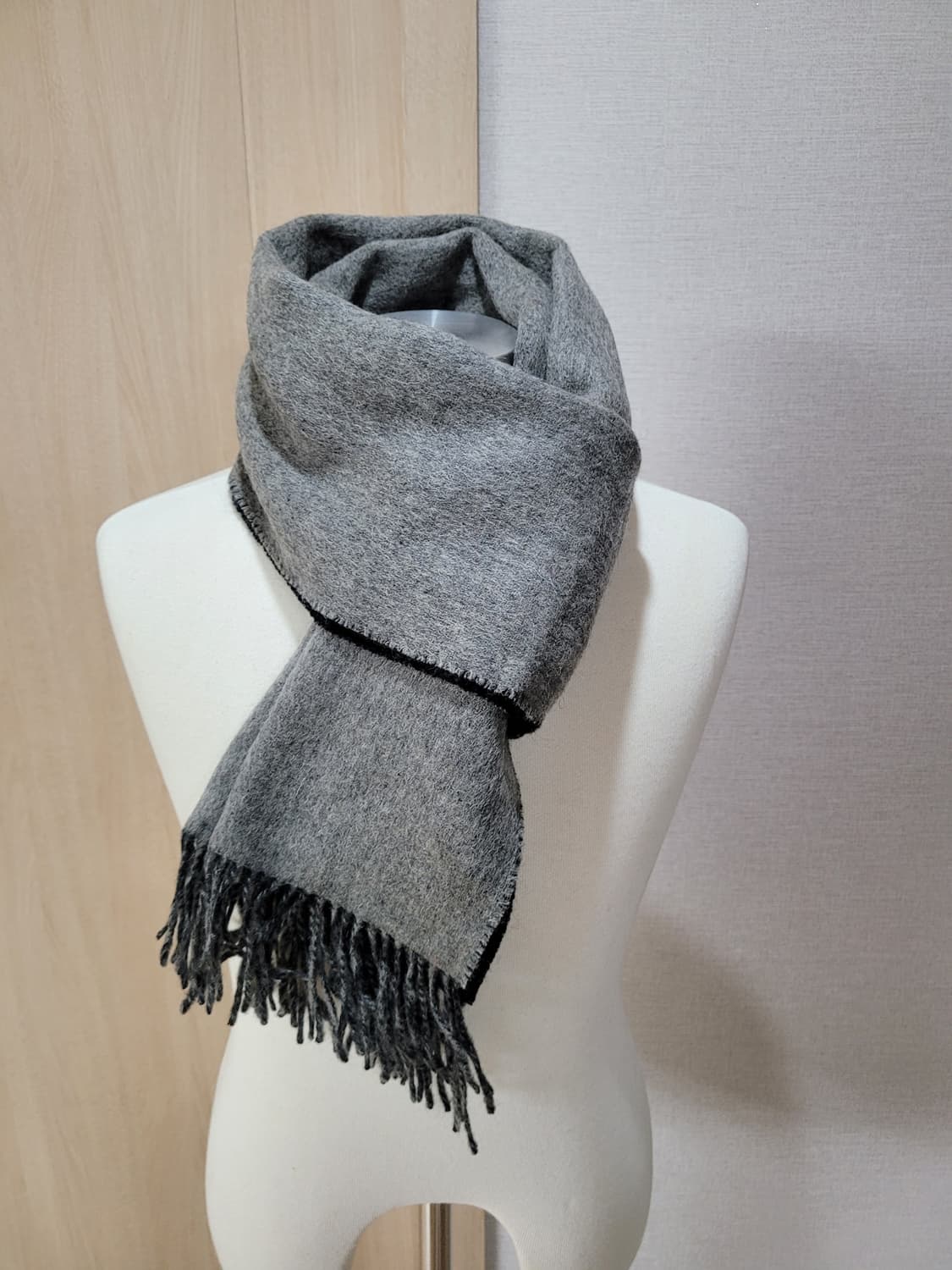 숲 SOUP 양면 울 머플러 그레이/블랙 상품이미지1