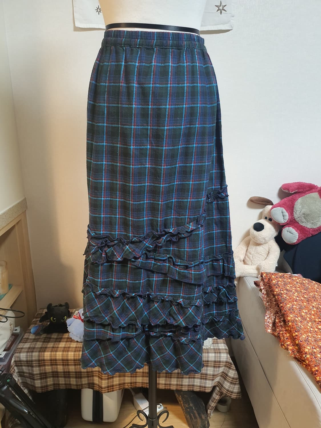 [모리걸] 체크 캉캉 롱 스커트 상품이미지5