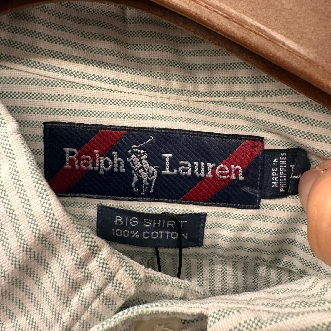 90s 폴로 랄프로렌 빅셔츠 라인 스트라이프 옥스포드 셔츠 N328 상품이미지8