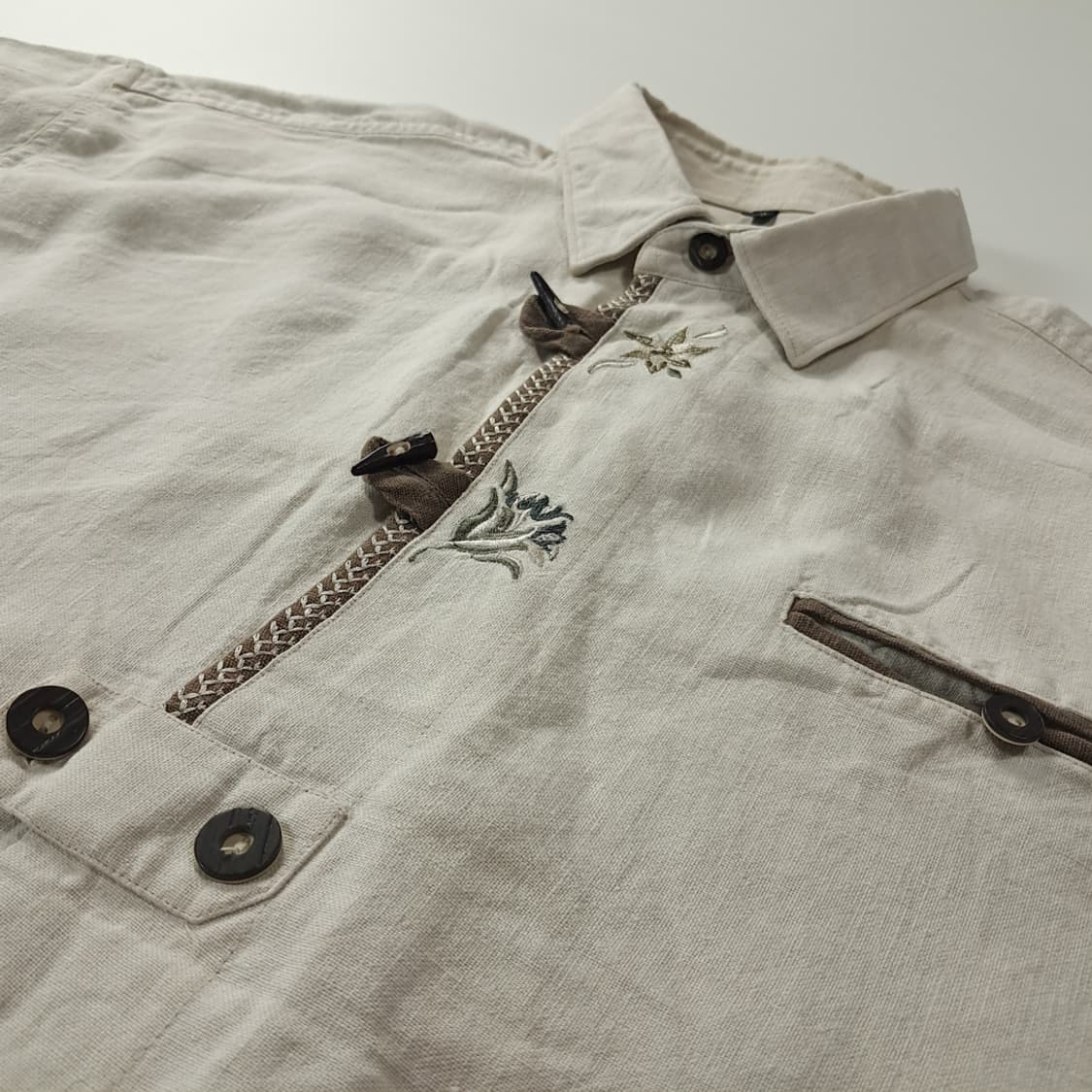 CK362 XL 시그네 90s 린넨 독일 트라흐텐 알펜 반팔 셔츠 남방 상품이미지4