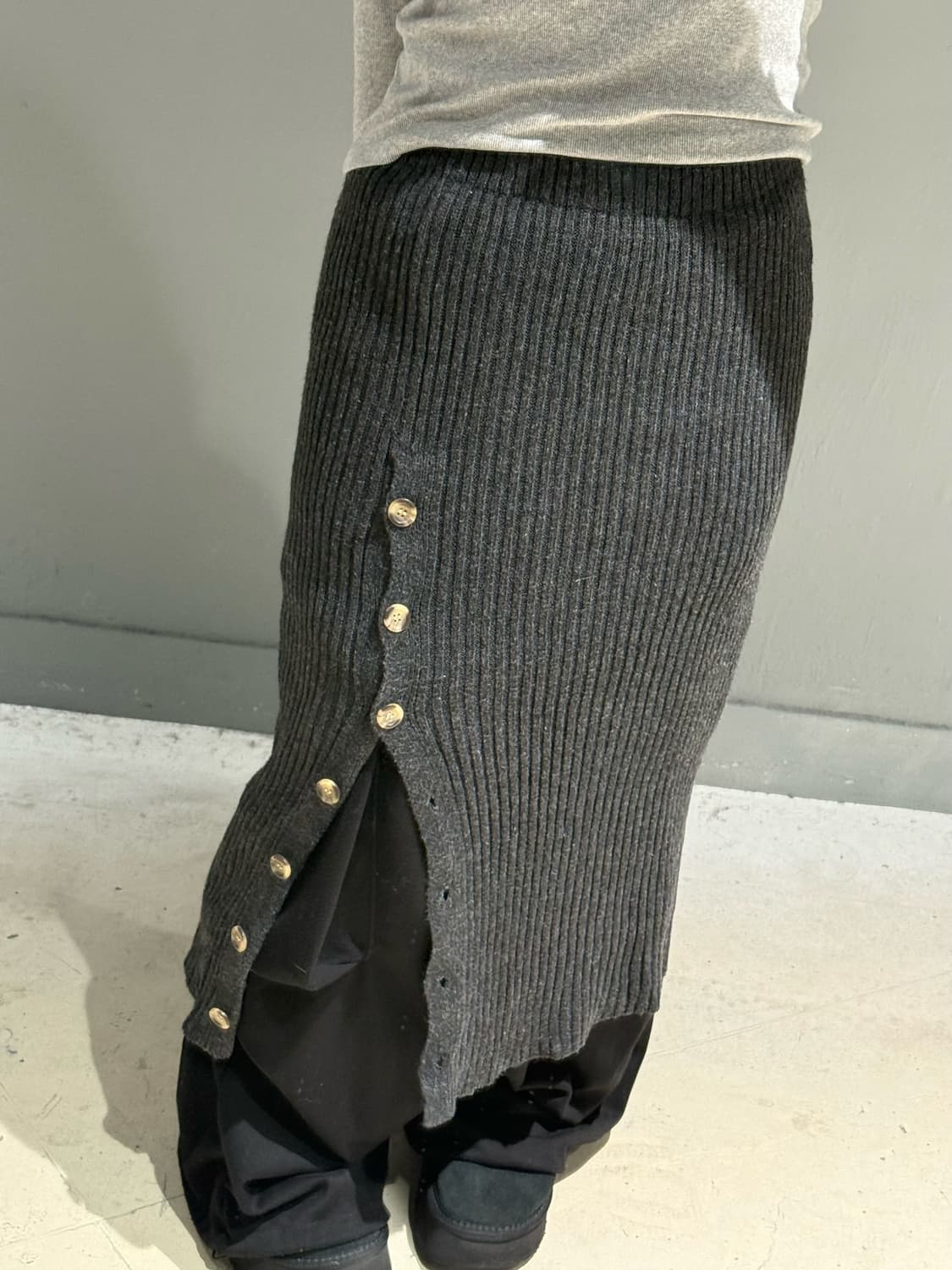 button-up slit detail knit long skirt 상품이미지2