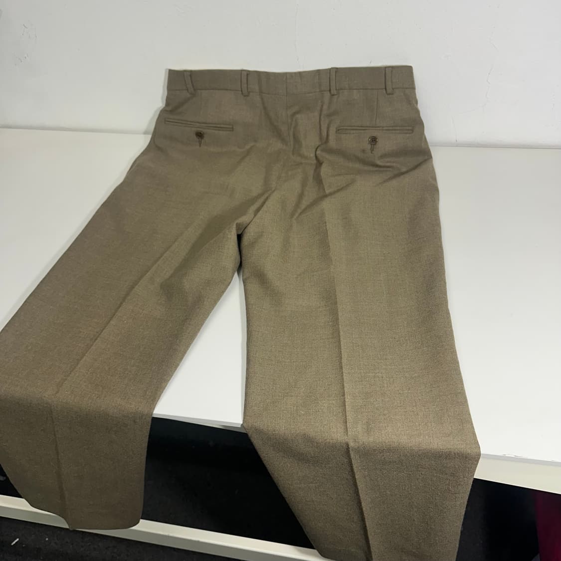 XL 34-36 브룩스브라더스 카키브라운 테이퍼드핏 원턱 울슬랙스 상품이미지4