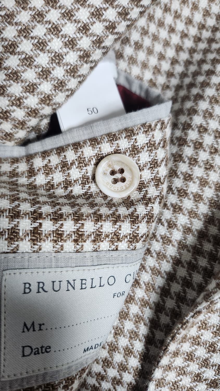 브루넬로 쿠치넬리 피크트 라펠 하운드 투스 싱글 자켓 상품이미지10