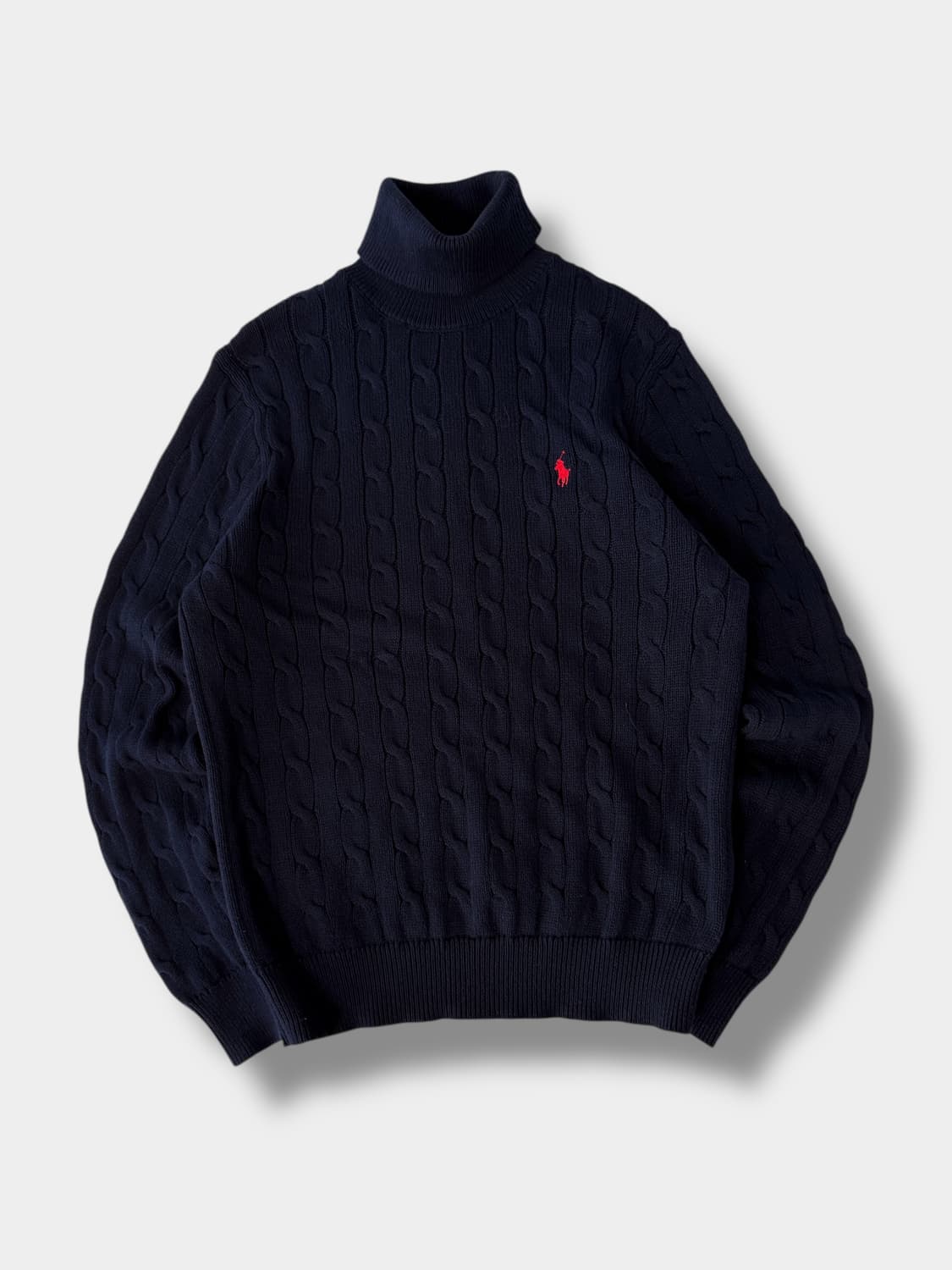 폴로 랄프로렌 루즈핏 신형 QR라벨 딥네이비 폴라 케이블 니트 상품이미지1