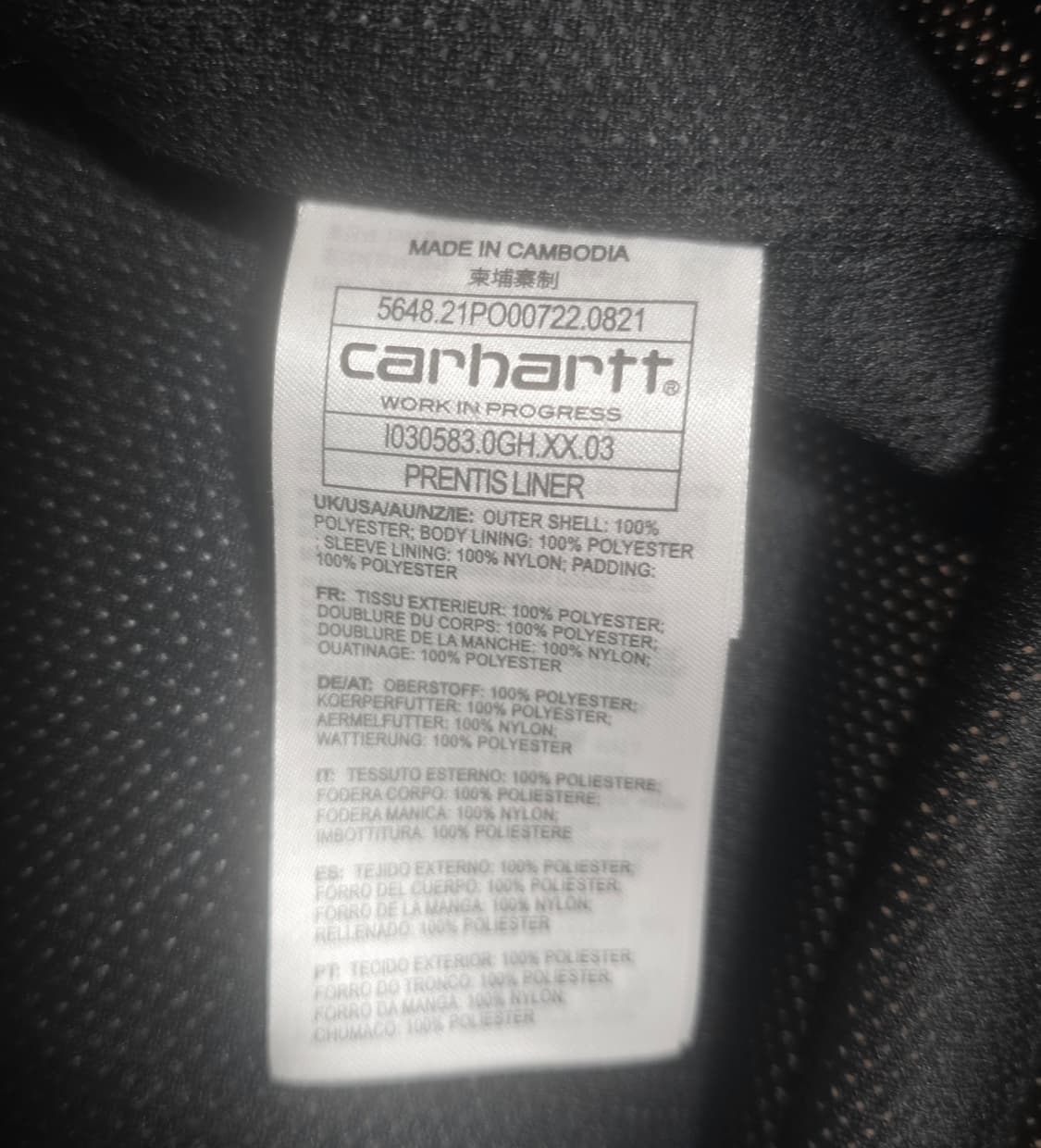 칼하트wip 프렌티스 라이너 플리스 자켓 
L 상품이미지9