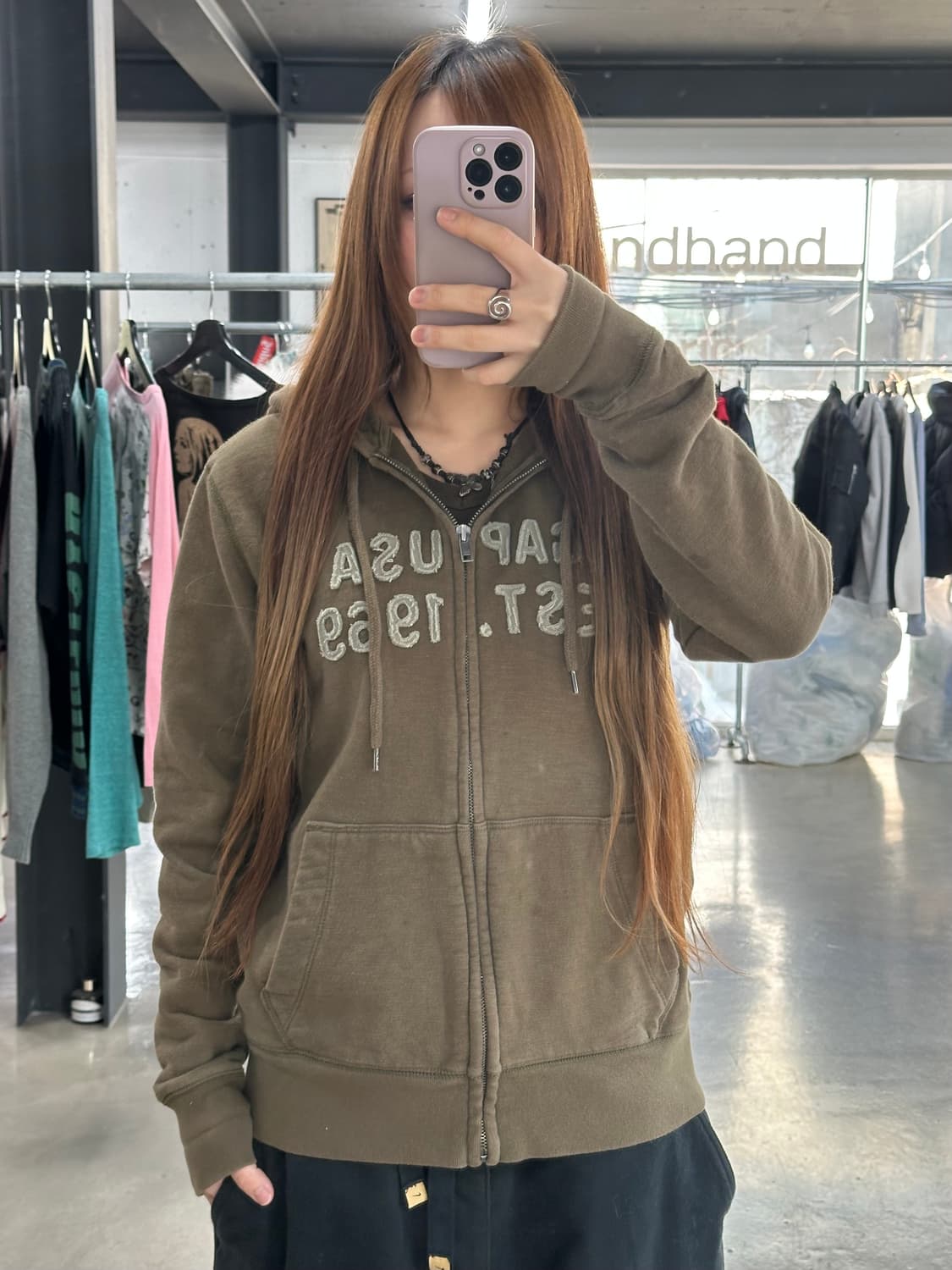 갭 USA 데미지로고 후드집업 상품이미지2