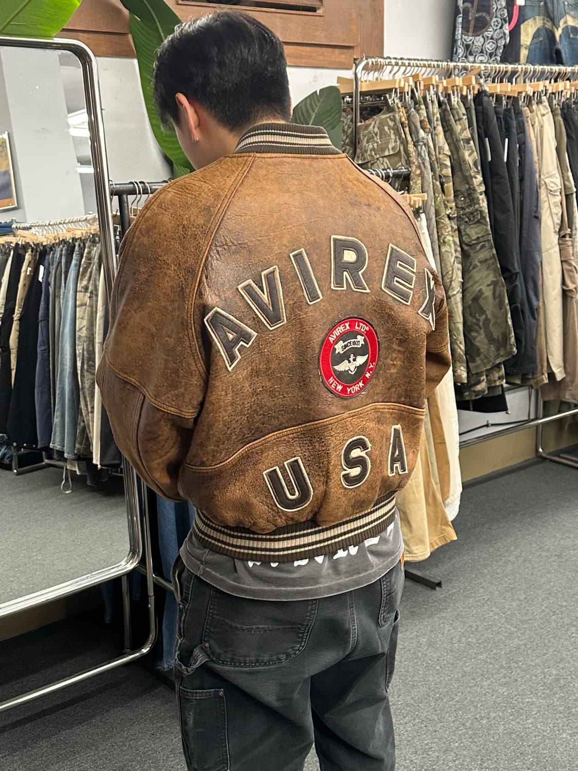 XS) 90s Avirex USA Real Leather Jacket 상품이미지3