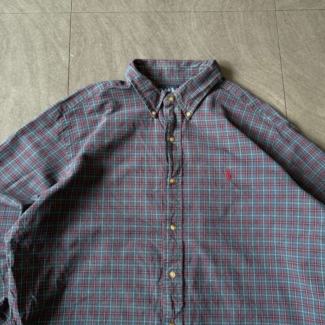 폴로 정품 체크 코튼 셔츠 상품이미지3