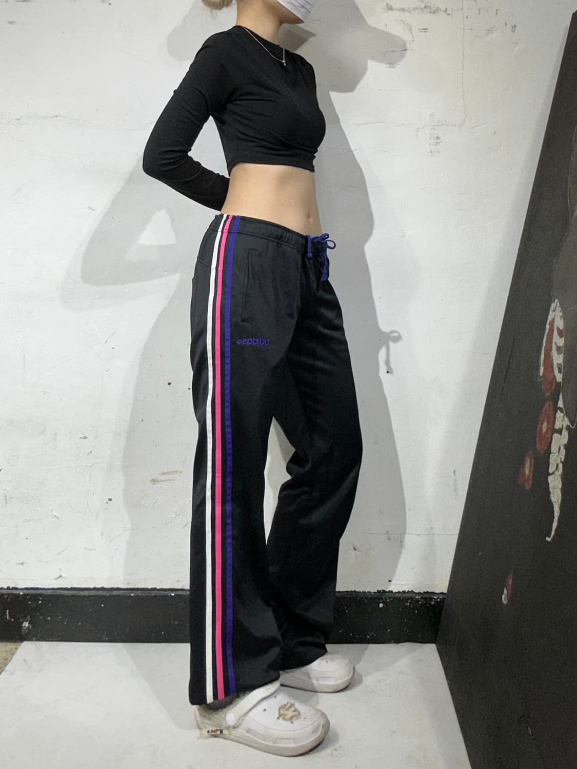 아디다스 블랙 삼선 사이드 라인 와이드 추리닝 트레이닝 팬츠 M  상품이미지1