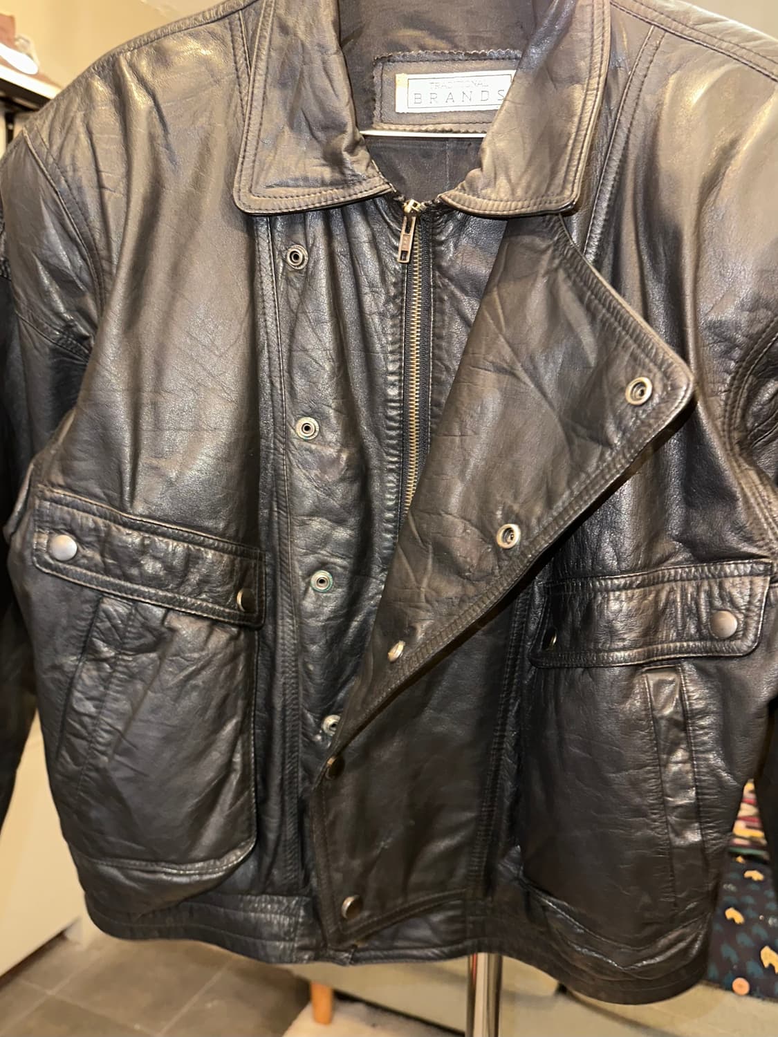 90’s Japanese leather aged rider jacket 상품이미지5