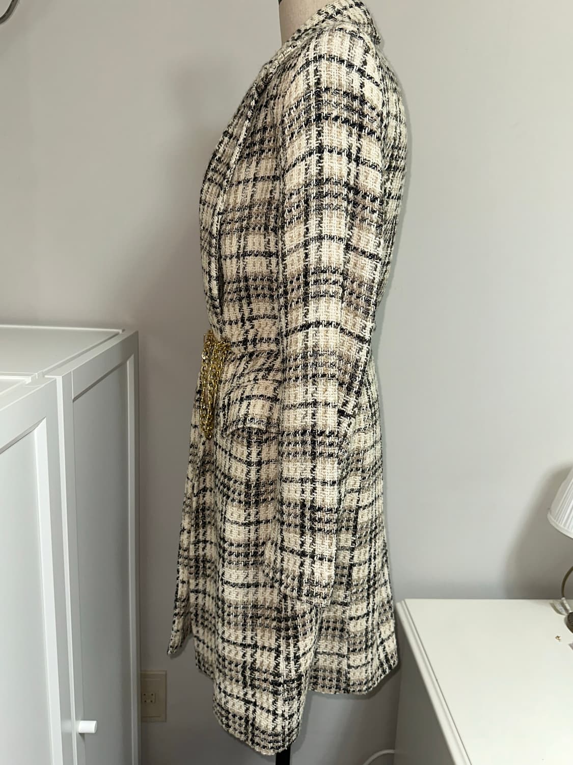 Zara 트위드 롱 자켓 코트 (벨트 포함) 상품이미지3