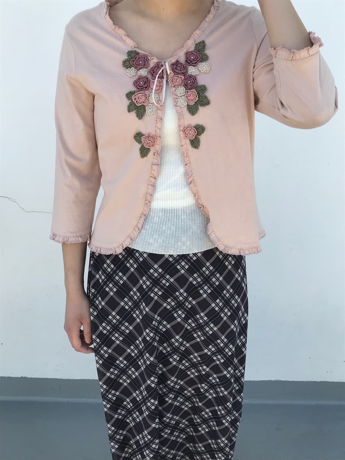 골지 레이스 슬리브리스 상품이미지1