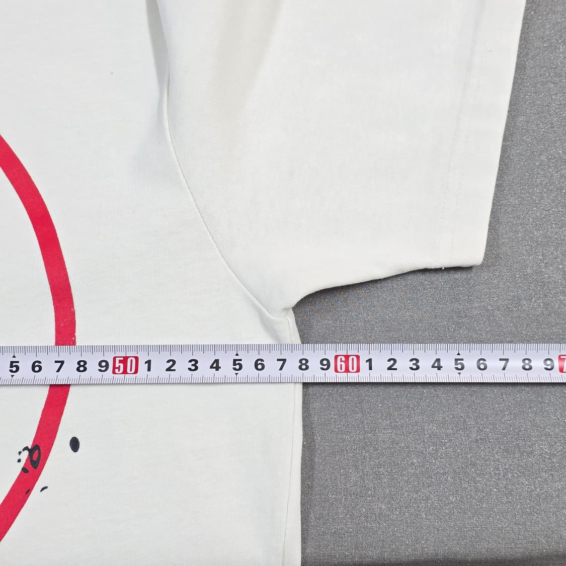 L 100-105 노매뉴얼 레드 프린팅 반팔티셔츠 화이트 상품이미지5
