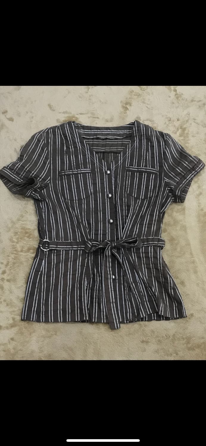 빈티지 브라운 벨트 블라우스  상품이미지1