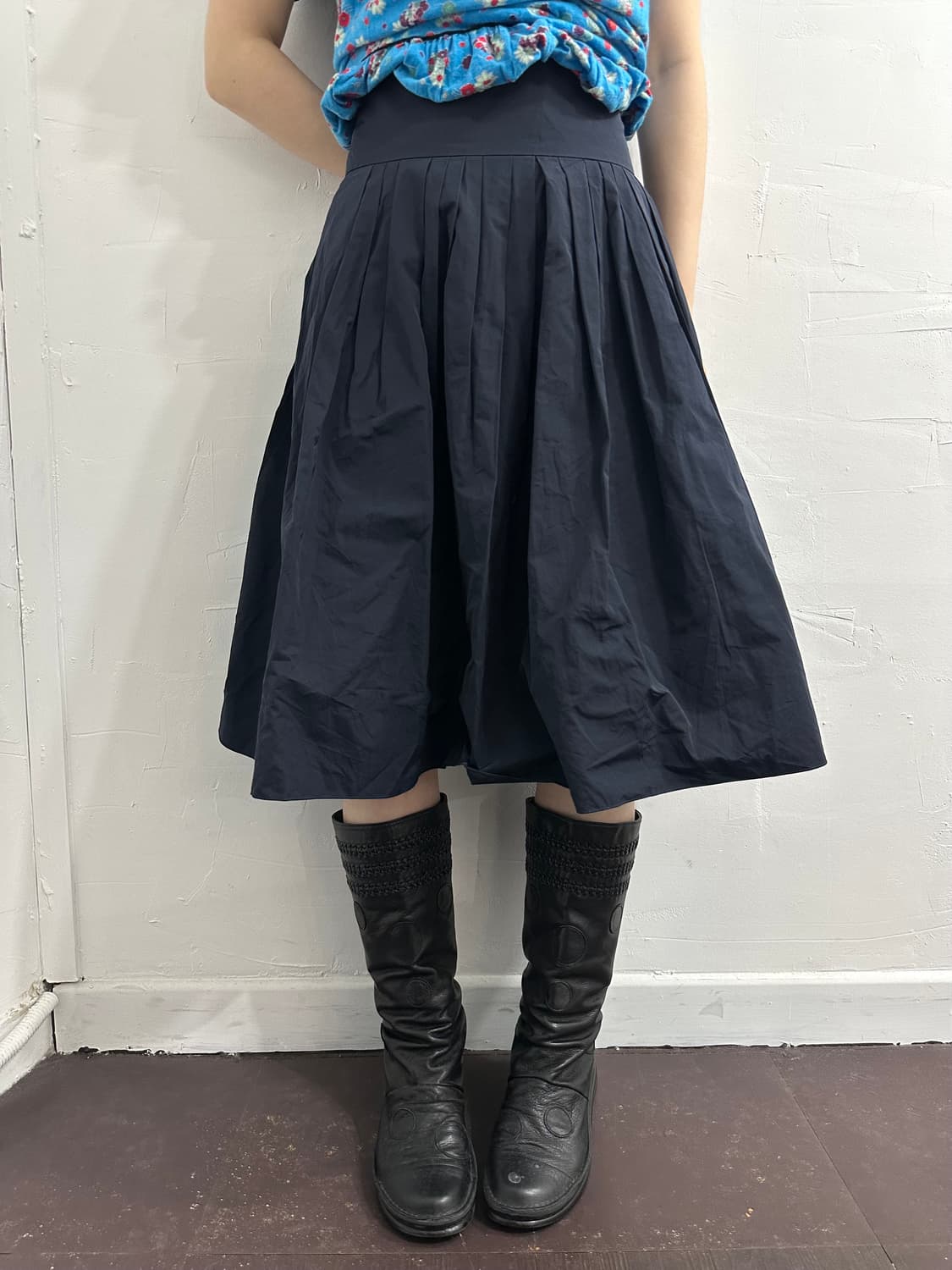 dolly-sean navy pleats skirt 상품이미지1