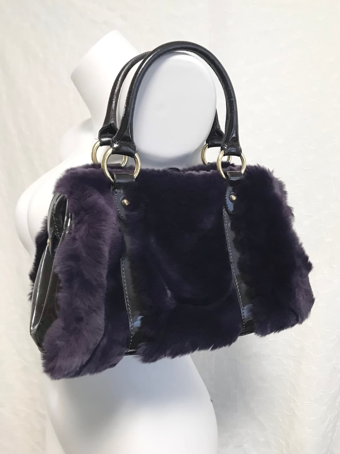 빈티지 lovcat 러브캣 갸루 큐빅 챰 퍼 토트백 가방 상품이미지2