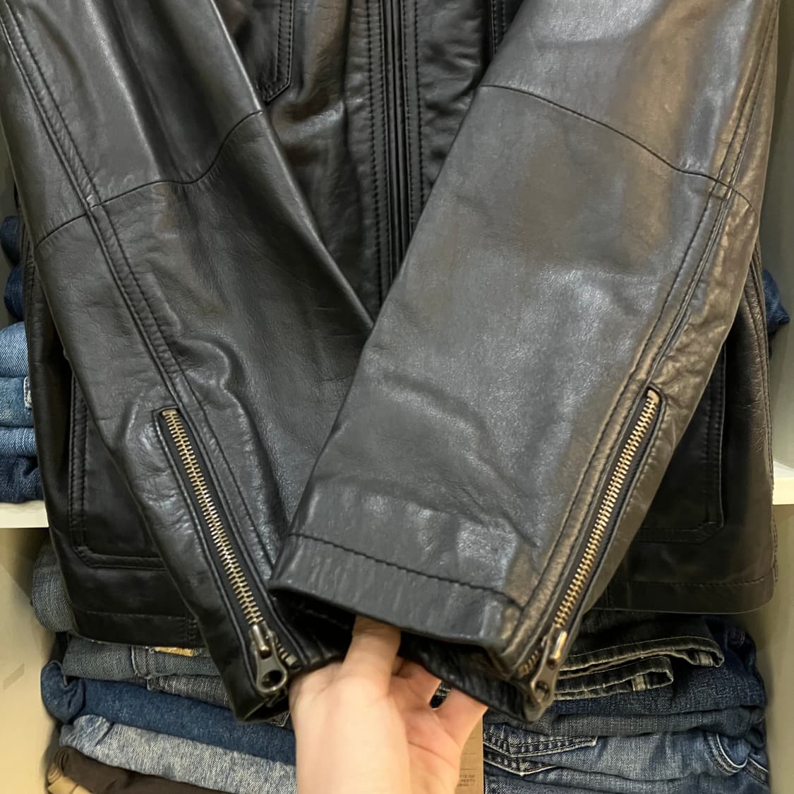 비욘드클로젯 포켓 디테일 레더 자켓 L 상품이미지6