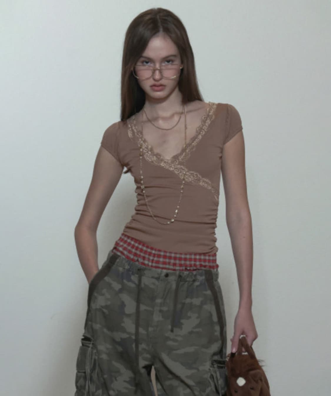 스컬프터 trim wrap tee latte M 라떼갸루깔 상품이미지2