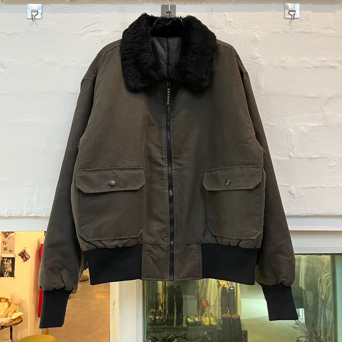 Dragon 퍼 카라 블루종 자켓 카키 XL 상품이미지1