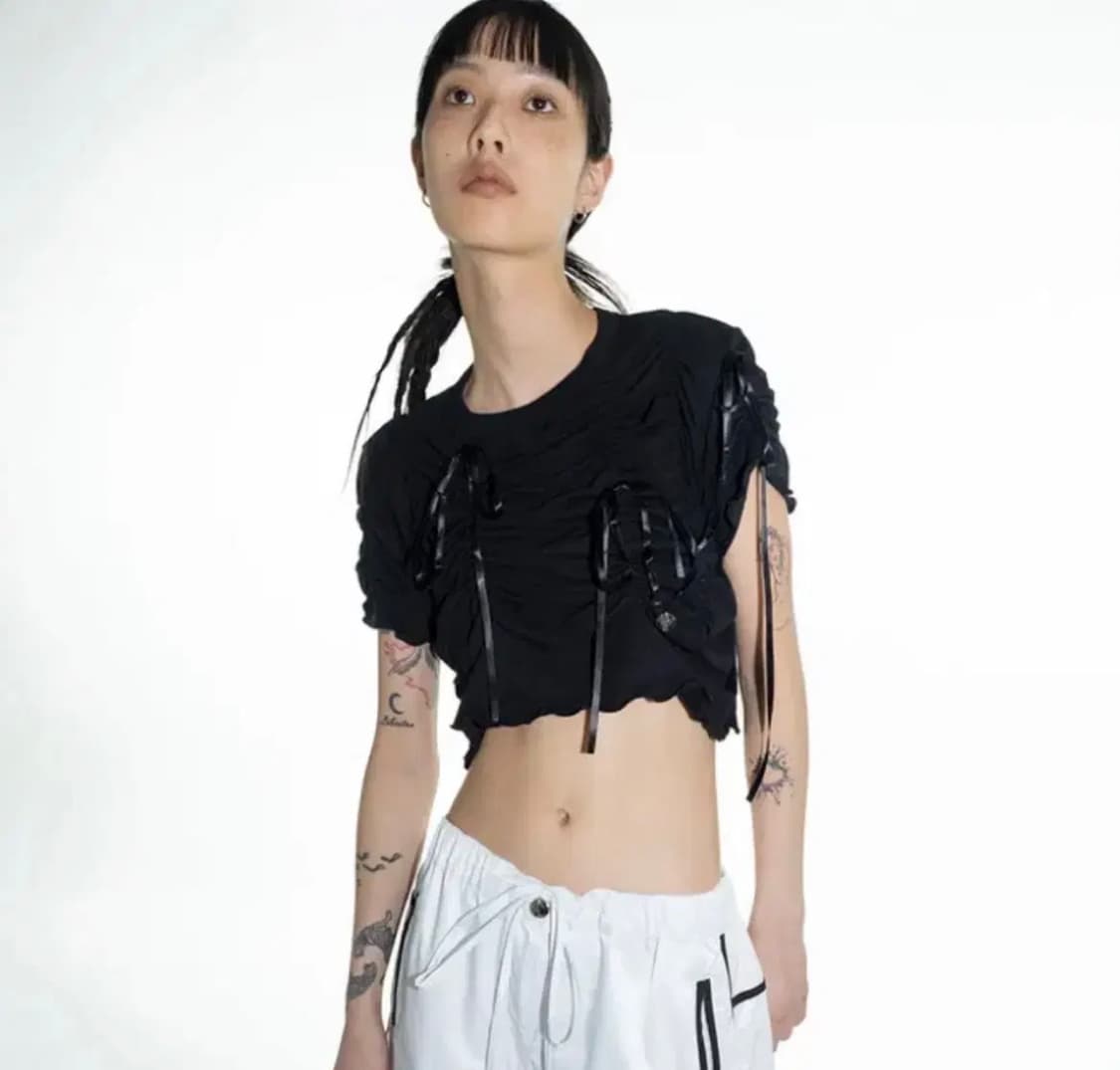 김미더영 리본 셔링탑 G_RIBBON SHIRRING TOP 상품이미지2