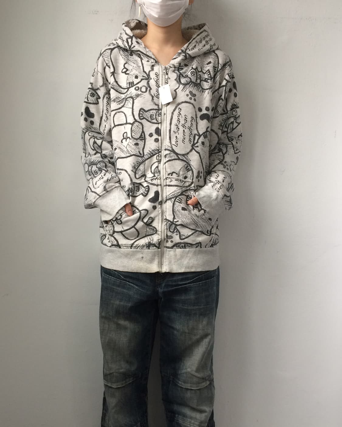 Cat pattern hood zip up 상품이미지8