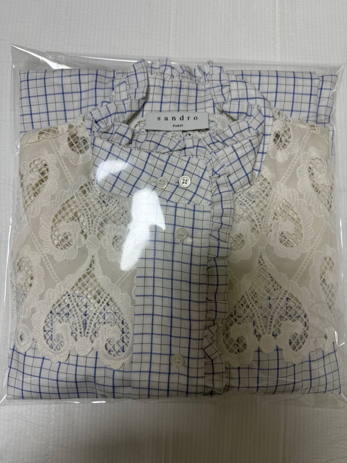 산드로 러플 체크 블라우스 1 상품이미지10