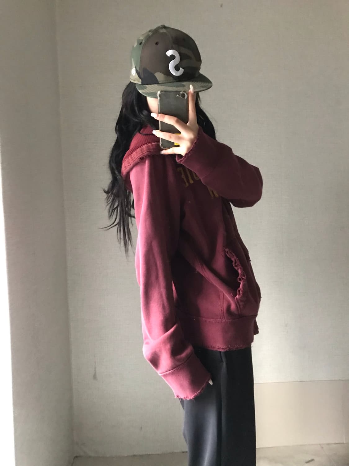 아베크롬비 버건디 후드집업 상품이미지3