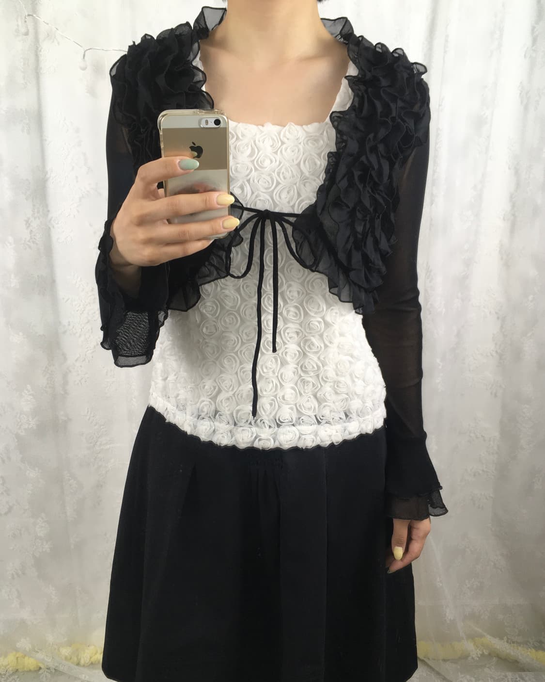 JPN black sheer ruffle bolero 상품이미지1